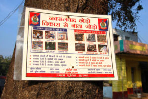 An anti Maoist hoarding in Sukma bus stand